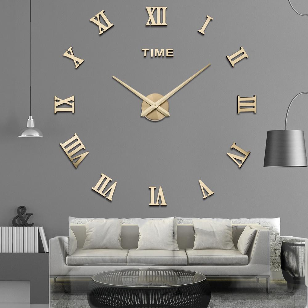 Large Brief Wall Clock Modern Minimalist Style Home Decor 