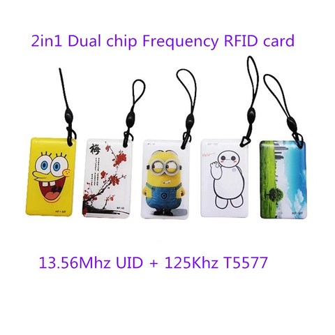 Dual Chip Frequency RFID 13.56Mhz 1K UID and EM4305 or t5577 125 kHz ID key tag Readable Writable Rewrite for copy clone backup ► Photo 1/6