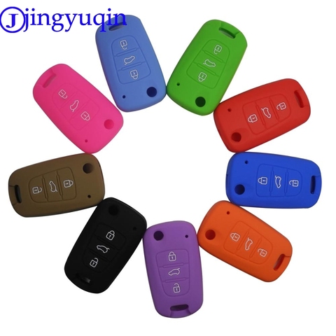 jingyuqin 3BTN Silicone Car Key Cover Case For Kia RIO K2 K5 Sportage Sorento For Hyundai i20 i30 i35 iX20 iX35 Solaris Verna ► Photo 1/6