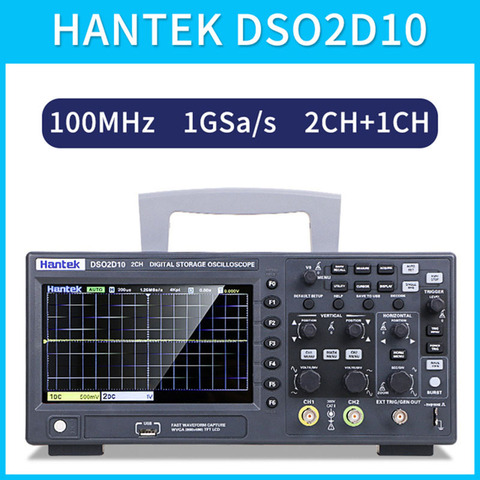 Hantek digital oscilloscope DSO2C10 2CH digital storage осциллограф 100M/1G sampling DSO2D10 2CH+1CH With signal source ► Photo 1/3