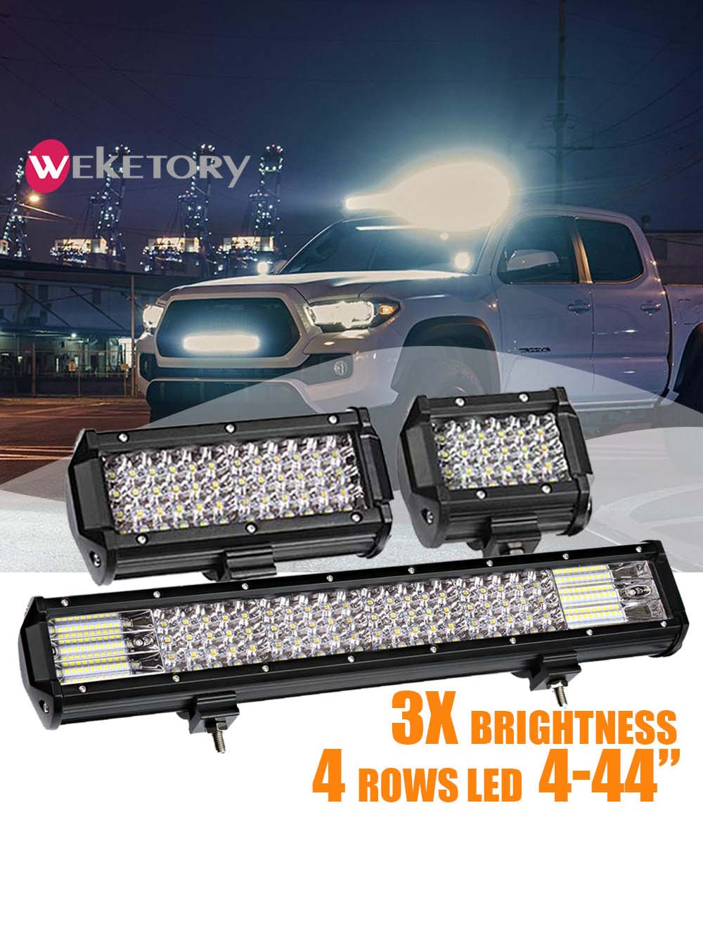 weketory Quad Rows 4 - 44 Inch LED Bar LED Light Bar for Car Tractor Boat  OffRoad Off Road 4WD 4x4 Truck SUV ATV Driving 12V 24V - Price history &  Review