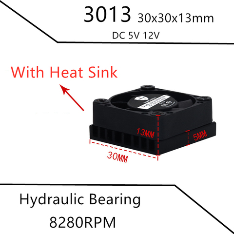 30mm fan with heartsink 3013 30x30x13mm Graphics Card cooling fan Fluid Bearing 5V 12V  0.07A 8280RPM  cooling fan with 2pin ► Photo 1/1
