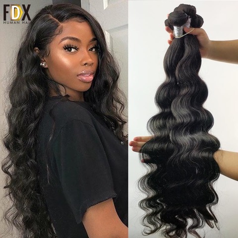 FDX Body Wave Bundles 1/3/4 Pcs 30 32 34 36 38 40 Inch Bundles 100% Human Hair Brazilian Hair Weave Bundles Remy Hair Extensions ► Photo 1/6