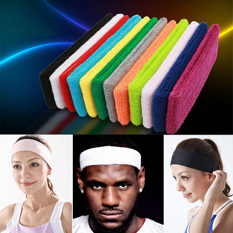 Mens Women Sweatband Headband Yoga Gym Running Sports Stretch Head Band Turban 