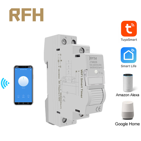 Home Smart 18mm 1P WiFi Remote APP Control Circuit Breaker Timing Switch Staircase Timer Din Rail Universal 110V 220V AC Input ► Photo 1/6