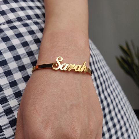 Customized Name Bracelets Bangles Rose Gold/Gold/ Silver Stainless Steel Child Bracelet Personalized Hand Link For Girls Boy BFF ► Photo 1/5