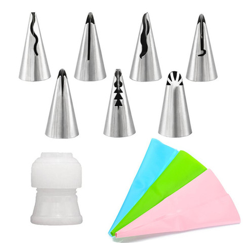 9pcs/set Silicone Icing Piping Cream Pastry Bag+7 PC Girl's Skirt Nozzles Cake Decor Tips Tools DIY Cake Pastry Decorating Tools ► Photo 1/6