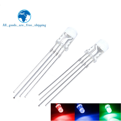 100pcs 5mm RGB LED Common Cathode Tri-Color Emitting Diodes f5 RGB Transparent Highlight ► Photo 1/6