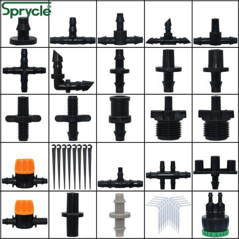 SPRYCLE Drip Irrigation Sprinkler 1/4 Inch Barb Tee Single Double Water Pipe Connector Cross Shut-Off Fitting 4/7mm Hose Garden ► Photo 1/6
