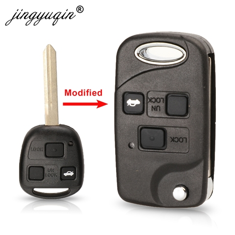 jingyuqin Remote Car key Shell Fob 3 Buttons Pad For Toyota Celica Avensis RAV4 Prado Camry TOY47 Folding Flip Key Case Replace ► Photo 1/5