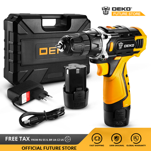 DEKO 12V 16V 20V Cordless Drill Electric Screwdriver Mini Wireless Power Driver Lithium-Ion Battery Home DIY 18+1TorqueSettings ► Photo 1/6