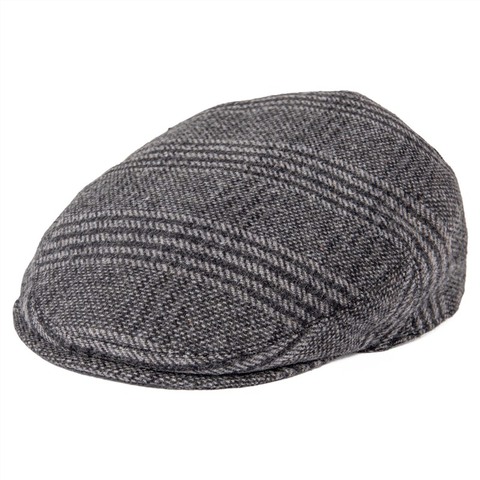 FEINION Autumn Men Cap Summer Hat Wool Blend Flat Caps Large Check Herrinbone Hats 721 ► Photo 1/6