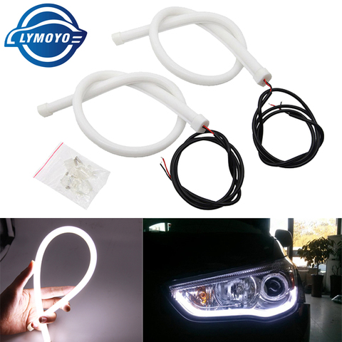 2pcs/lot 30/45/60cm 12V Car LED Flexible Strip Lights Daytime Running Light Tube Headlight Driving Lights AUT0 DRL White DC 12V ► Photo 1/6