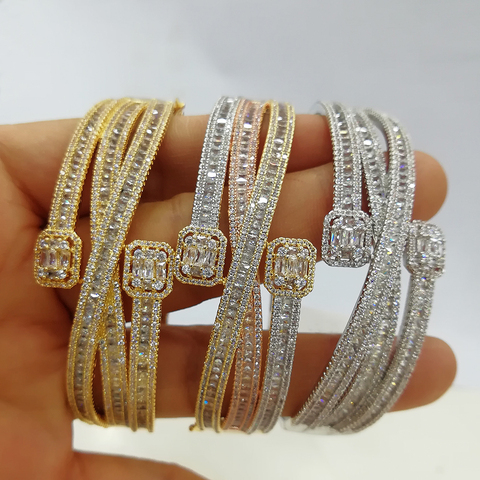 GODKI Maxi Size Crossover 3 colors Bracelet Bangle For Women Wedding Party Zircon Crystal Engagement DUBAI Bridal Jewelry Gifts ► Photo 1/1