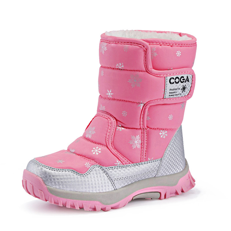 Girls Youth Ki Size 13 1 2 3 Pink Leather With Fur Top Winter Warm Snow Boot 