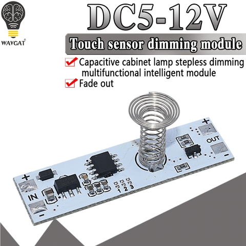 DC 12V Capacitive Touch Sensor Switch Coil Spring Switch LED Dimmer Control Switch 9-24V 30W 3A for Smart Home LED Light Strip ► Photo 1/6