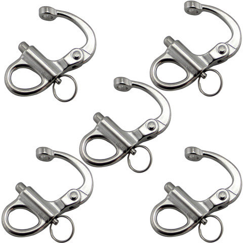 5Pcs 35mm Stainless Steel Mini Fixed Snap Shackle Quick Release Fixed Shackles with Round Ring Marine Boat Rigging Hardware 5pcs ► Photo 1/6