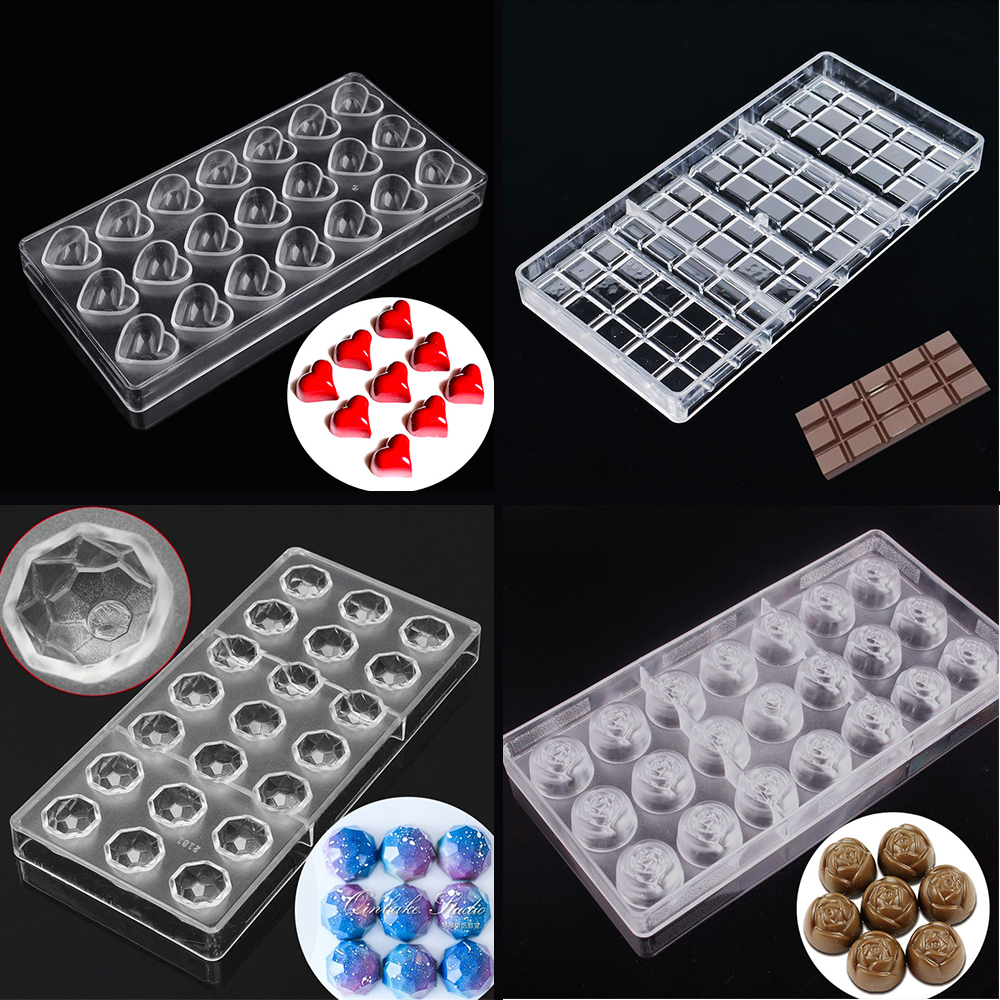 Hard Chocolate Mold Maker Clear Polycarbonate 21 Diamond Candy Mould Bakeware