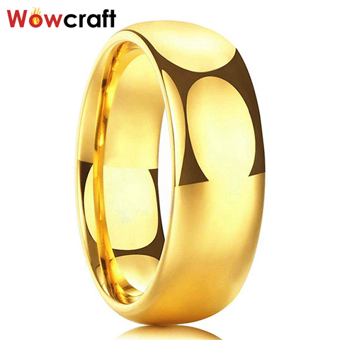 Gold Tungsten Carbide Ring Mens Womens Wedding Band Engagement Rings Polished Domed Comfort Fit Inside Engraving Free ► Photo 1/6