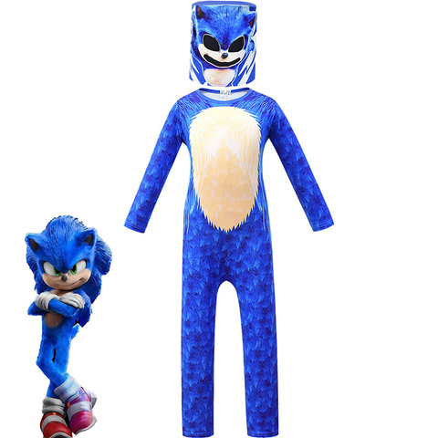 Kids Sonic The Hedgehog Costume Boys Jumpsuit w/ Gloves Cosplay