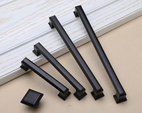American Style Black Cabinet Handles Solid Aluminum Alloy Kitchen Cupboard Pulls Drawer Knobs Furniture Handle Hardware ► Photo 1/5