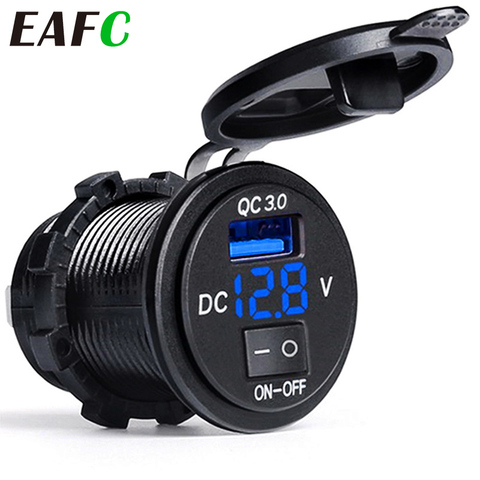 Quick Charge QC3.0 Dual USB Car Charger Cigarette Lighter Socket Splitter Power Adapter Digital Display Voltmeter Socket ► Photo 1/6