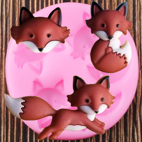 Fox Head Silicone Mold Animals Cupcake Topper Fondant Molds Cake Decorating Tools Candy Polymer Clay Chocolate Gumpaste Moulds ► Photo 1/6