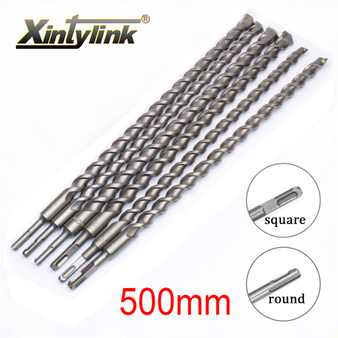 xintylink 500mm Chrome steel percussion drill bit Cement drill hole saw Wall Drill Square shank for Building site ► Photo 1/6