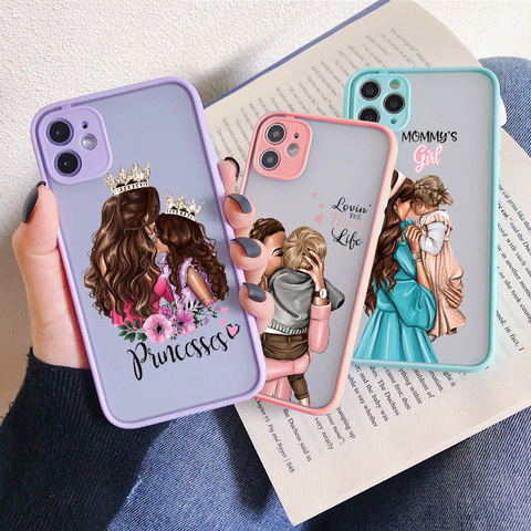 Super Mom Phone Case For iphone XR X XS Max SE 2022 Baby Girl Fashion PC Hard Family cover for Iphone 12 11 Pro Max 6 7 8 Plus ► Photo 1/6