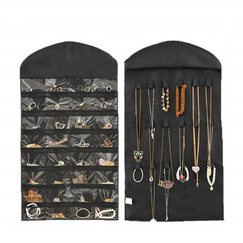 Double Sided Hanging Jewelry Organizer Holder 32 Pockets 18 Loops for Bracelet Earring Ring Necklace Accessories Storage ► Photo 1/6