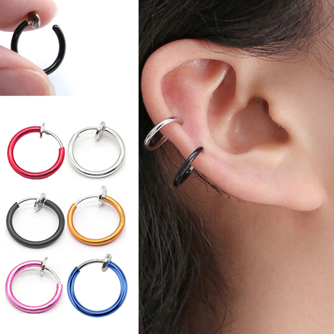 Body Jewelry  Fake Nose Ring Goth Punk Lip Ear Nose Clip On Fake Septum Piercing Nose Ring Hoop Lip Hoop Rings Earrings ► Photo 1/6