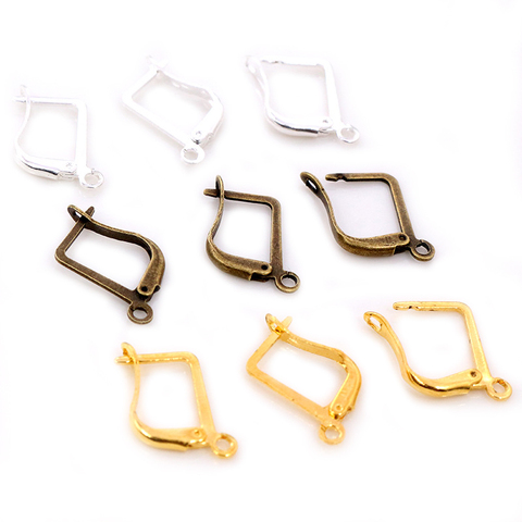 16*10mm 50pcs High Quality 3 Colors Plated Simple Brass French Earring Hooks Wire Settings Base Settings Whole Sale ► Photo 1/6