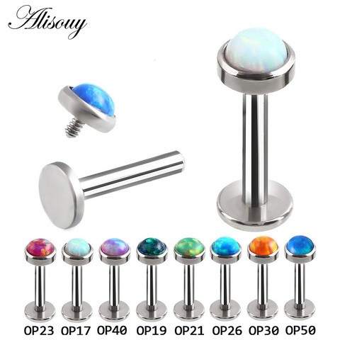 16G 6mm 316L Surgical Steel Opal Labret Lip Stud Rings Sexy Stone Style Lip Stud Fashion Earrings Monroe Piercing Body Jewelry ► Photo 1/6