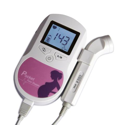 CONTEC Fetal Doppler  Heart Beat Monitor Backlight LCD Pink Colour +Free GeL 2Mhz Probe ► Photo 1/6