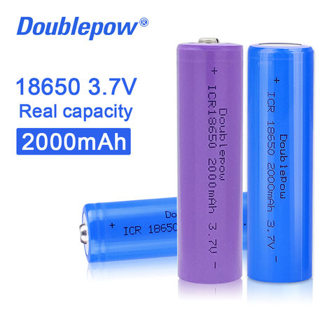 Doublepow 100% original new 18650 3.7v 2000mah 18650 rechargeable lithium battery for flashlight batteries ► Photo 1/5