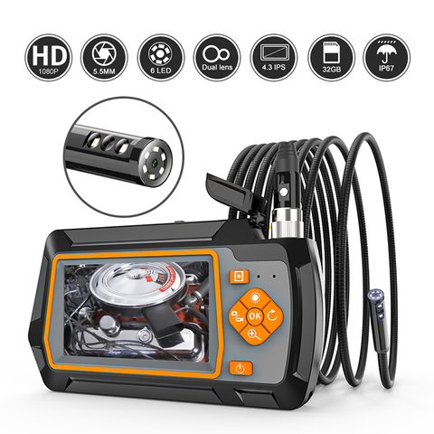 1080P 5.5mm Dual Lens Endoscope Camera with 4.3 