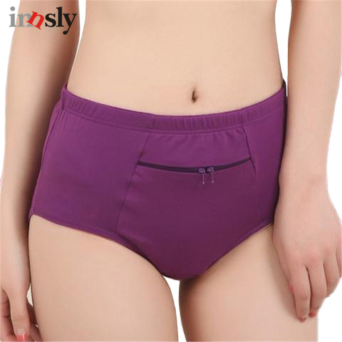 Women Panties with Zipper Big Size Female Cotton Underwear with Pocket High Quality Novel Breathable Ladies Briefs ► Photo 1/6