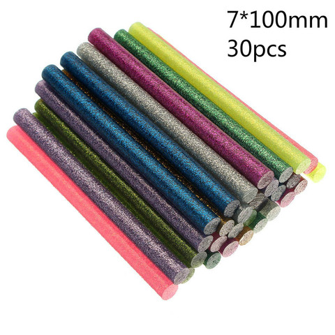 30Pcs/set Colored Hot Melt Glue Sticks 7mm Adhesive Assorted Glitter 7x100mm Glue Stick Professional For Electric Glue Gun Craft ► Photo 1/6