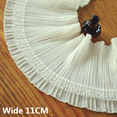 11CM Wide Luxury White 3D Pleated Chiffon Guipure Fabirc Embroidered Ruffle Lace Collar Cuffs Trim Ribbon Dress Sewing Supplies ► Photo 1/5