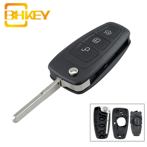 BHKEY Replacement For Ford Key Shell 3 Buttons Car Key Shell For Ford Transit Tourneo Custom 2012-2022 Car Flip Key Shell ► Photo 1/4