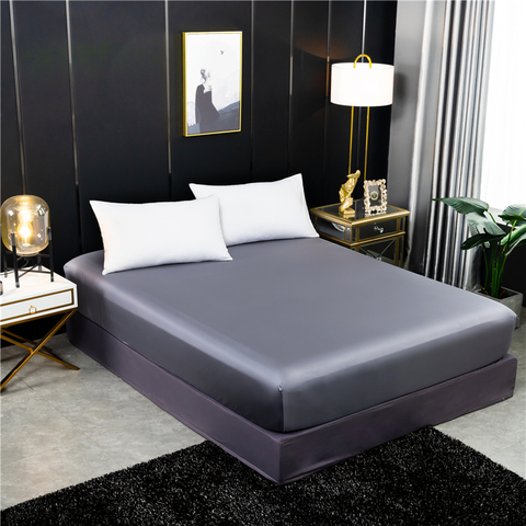 100% mulberry silk Fitted sheet four corners with an elastic band Mattress Cover 160x200cm solid color Bed Sheet Customizable ► Photo 1/5
