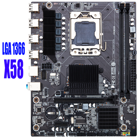 X58 LGA 1366 motherboard LGA1366 support REG ECC DDR3 and xeon processor USB3.0 AMD RX Series High power CPU support ► Photo 1/6