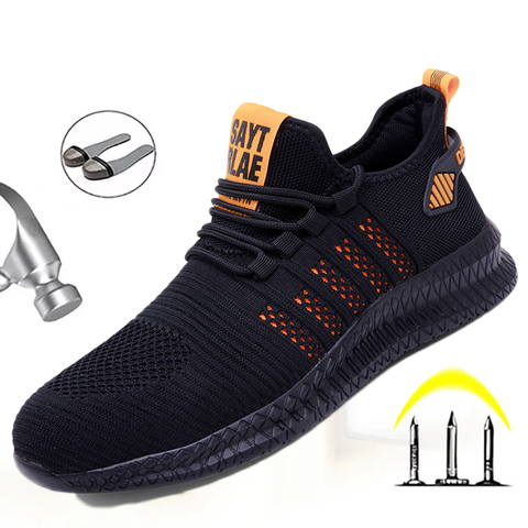 2022 new men work safety shoes steal toe safety shoes sneaker large size construction anti-puncture outdoor sports light shoes ► Photo 1/6