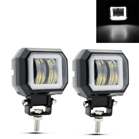 2PCS 1PCS 3Inch 12V 24V 6000K 20W Waterproof Square LED Angel Eyes Light Bar Offroad Car Boat led Work Light Black ► Photo 1/6