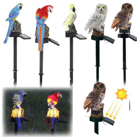 Solar Power LED Owl Parrot Lawn Light Outdoor Waterproof Garden Landscape Lamp 