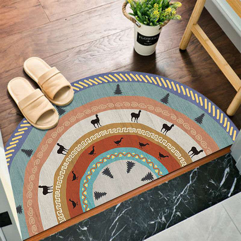 Entrance Doormat Anti Slip Floor Mat Boho Style Bedroom Carpet Half Round Enthnic Strong Water Absorbent Bath Mats Bathroom Rugs ► Photo 1/6