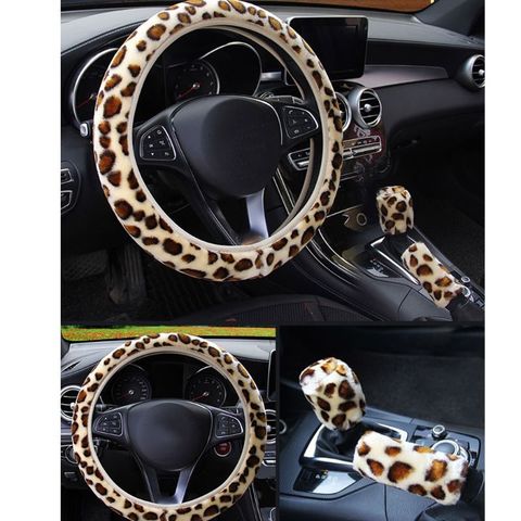 3Pcs/set Fashion Leopard Printed Steering Wheel Cover Hand Brake Gear Protective Cap for Car Auto Accessories ► Photo 1/6
