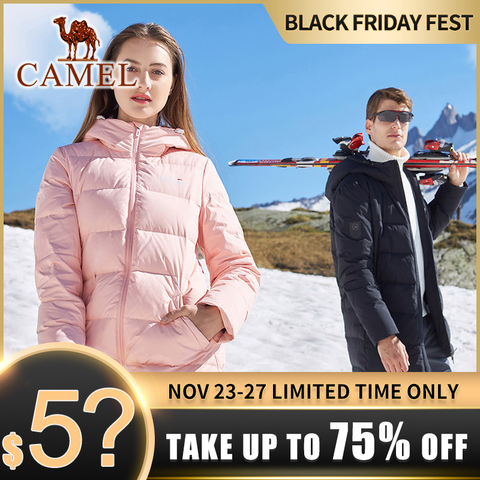 CAMEL Official Women Men Outdoor Down Jacket Hooded Mid-length Winter Warm Thickened Sports Jackets Hiking Sking Clothing Unisex ► Photo 1/6