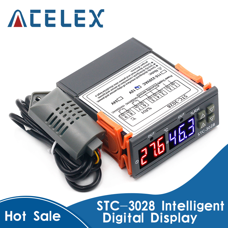 STC-3028 Intelligent Digital Temperature Humidity Controller Probe 110V-220V 