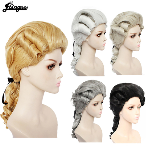 Ebingoo White Grey Black Lawyer Wig Baroque Curly Female Lawyer Judge Costume Wigs Deluxe Historical Long Synthetic Cosplay Wig ► Photo 1/6